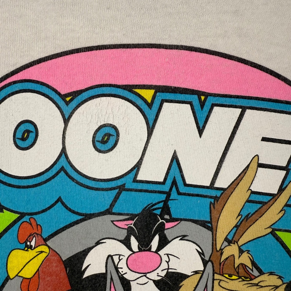 Looney Tunes Long Sleeve Graphic T-Shirt White Rainbow Characters Mens Small S - Picture 13 of 14